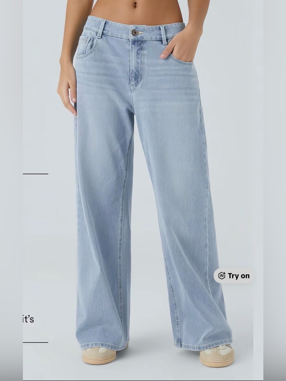HALARA Flex Relaxed Low Rise Wide-Leg Jeans in Faded Light Blue Sz Small
